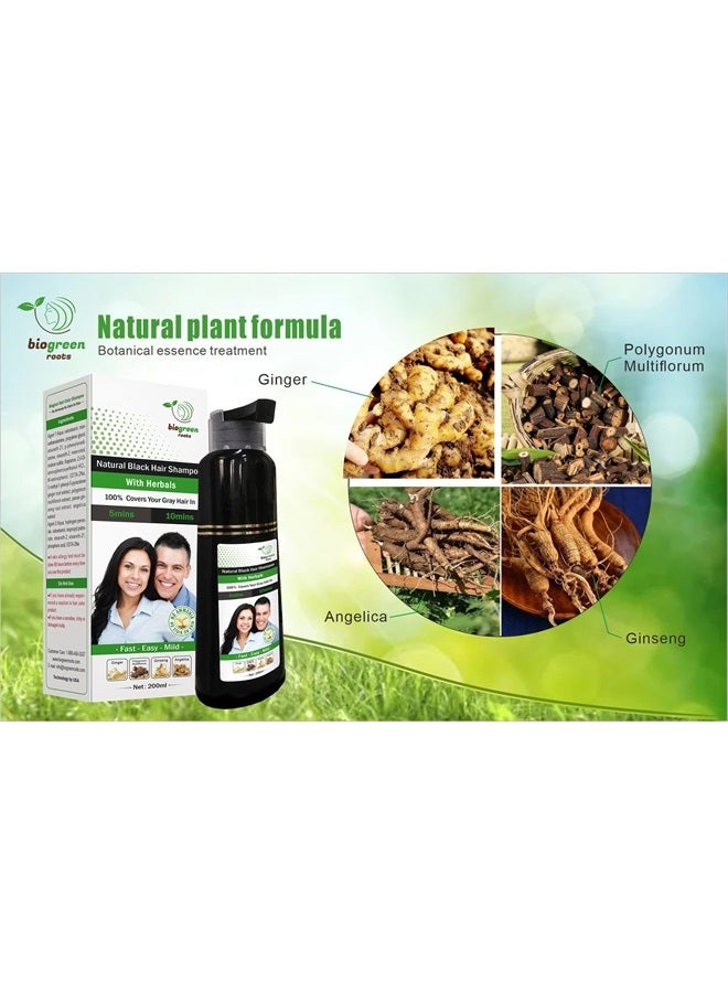 BIOGREEN ROOTS 200 ml Natural Black Hair Color Shampoo With Herbals - Black Shampoo for Grey Hair - Covers Gray Hair in 10 Minutes - Hair Coloring Shampoo for Women, Men, Adults, All Hair Types - Image 4