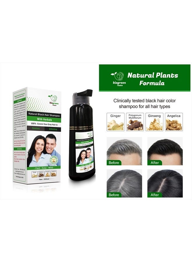 BIOGREEN ROOTS 200 ml Natural Black Hair Color Shampoo With Herbals - Black Shampoo for Grey Hair - Covers Gray Hair in 10 Minutes - Hair Coloring Shampoo for Women, Men, Adults, All Hair Types - Image 2