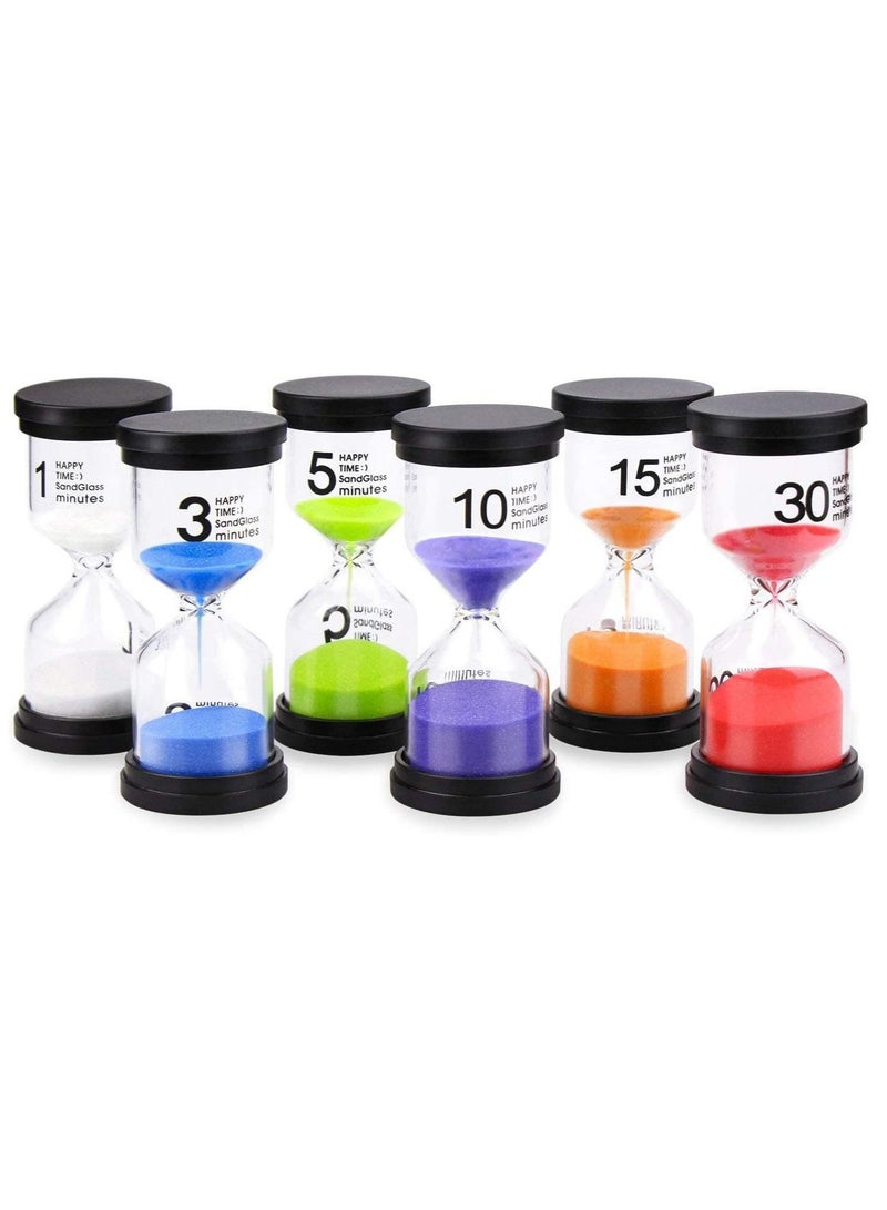 Rubik ساعة رملية مكونة من 6 قطع، 1/3/5/10/15/30 دقيقة، ساعة رملية إبداعية عتيقة، هدية للمطبخ والمنزل والمكتب والديكور المدرسي (متعدد الألوان)  - Image 1