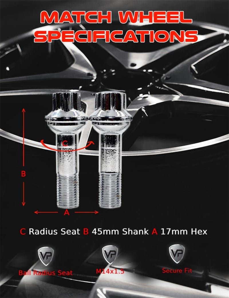 Veritek Performance Chrome Wheel Lug Bolts Set - Image 4