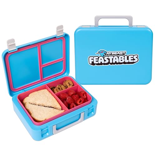 Feastables Mr. Beast Feastables Adjustable Bento Lunchbox- BPA Free, Snap Tight Lid, Removable Tray, Microwave & Freezer Safe, 9.25"x7"x2.75", Easy Clean, Kids Lunchbox with Adjustable Compartments - Image 1