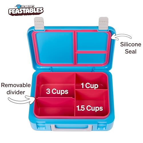 Feastables Mr. Beast Feastables Adjustable Bento Lunchbox- BPA Free, Snap Tight Lid, Removable Tray, Microwave & Freezer Safe, 9.25"x7"x2.75", Easy Clean, Kids Lunchbox with Adjustable Compartments - Image 3