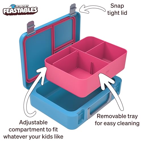 Feastables Mr. Beast Feastables Adjustable Bento Lunchbox- BPA Free, Snap Tight Lid, Removable Tray, Microwave & Freezer Safe, 9.25"x7"x2.75", Easy Clean, Kids Lunchbox with Adjustable Compartments - Image 2