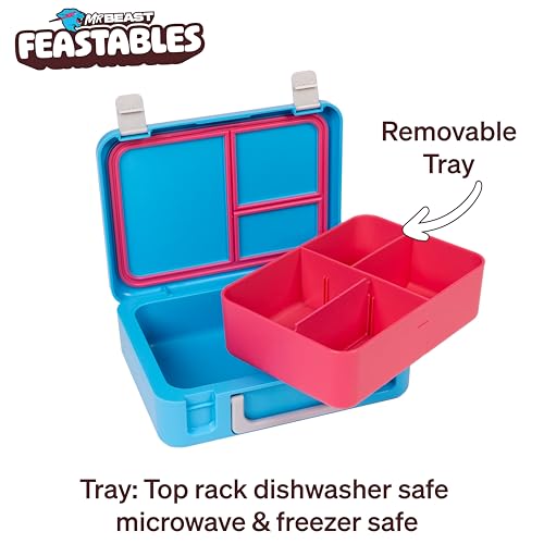Feastables Mr. Beast Feastables Adjustable Bento Lunchbox- BPA Free, Snap Tight Lid, Removable Tray, Microwave & Freezer Safe, 9.25"x7"x2.75", Easy Clean, Kids Lunchbox with Adjustable Compartments - Image 5