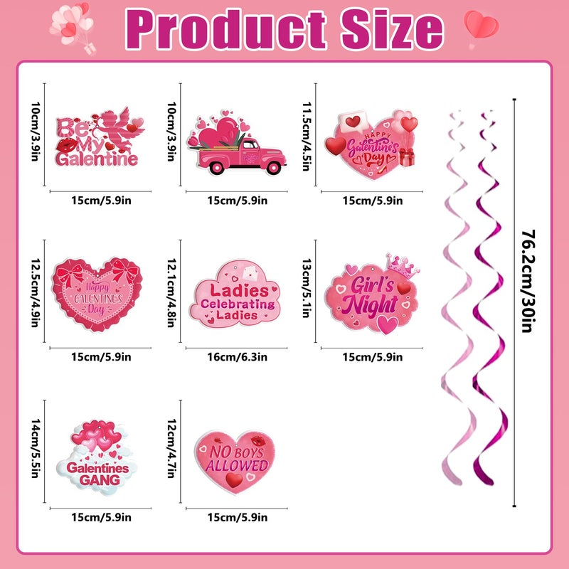 SZTZPW Galentines Day Decorations Banner 45pcs Set Include Red Happy Galentines Day Banner Party Hanging Swirls,3D Double-sided Honeycomb Centerpieces Hanging Garland Party Supplies - Image 5