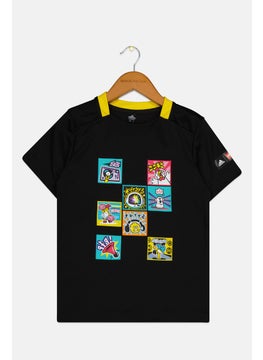 Kids Boy Sportswear Fit Brand Logo Outdoor Tee, Black Combo