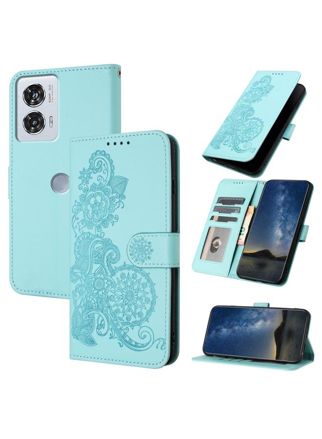 اس-توب جراب لهاتف موتورولا إيدج 50 فيوجن، جراب هاتف جلدي قابل للطي منقوش بزهرة الداتورة - Image 1