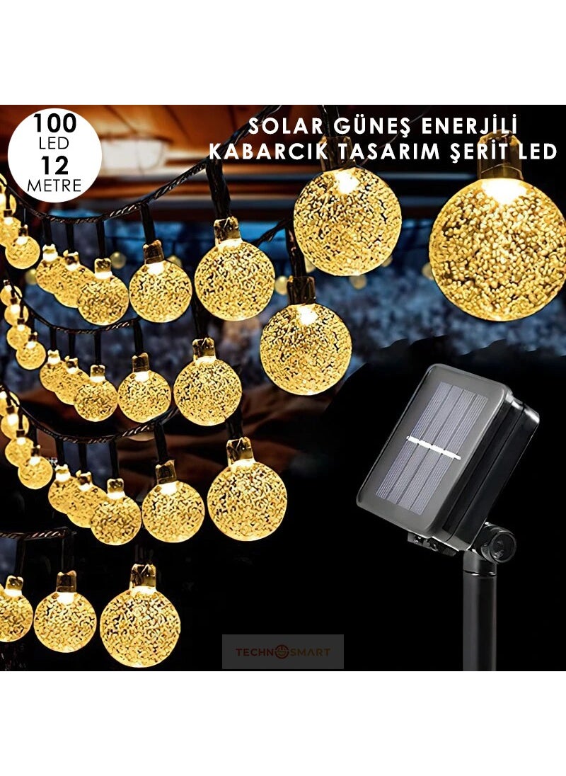 Technosmart 100 LEDs 8 Modes Solar Crystal Ball Garden Lighting Decoration Solar Energy Yellow Light  - Image 1