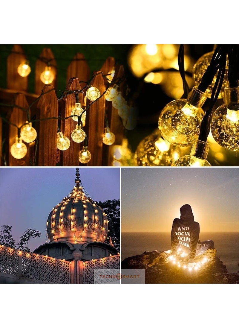 Technosmart 100 LEDs 8 Modes Solar Crystal Ball Garden Lighting Decoration Solar Energy Yellow Light  - Image 2