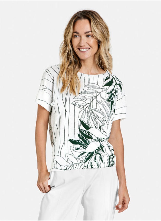 GERRY WEBER 1/2-sleeve jumper in linen/viscose  - Image 1