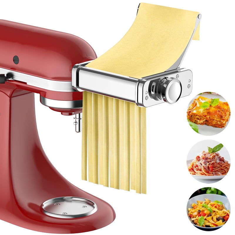 GVODE Pasta Attachment for Kitchenaid Stand Mixer, All Metal Pasta Maker Kitchenaid Attachment, Included Pasta Sheet Roller, Spaghetti Cutter, Fettuccine Cutter Maker Accessories and Cleaning Brush - Image 1