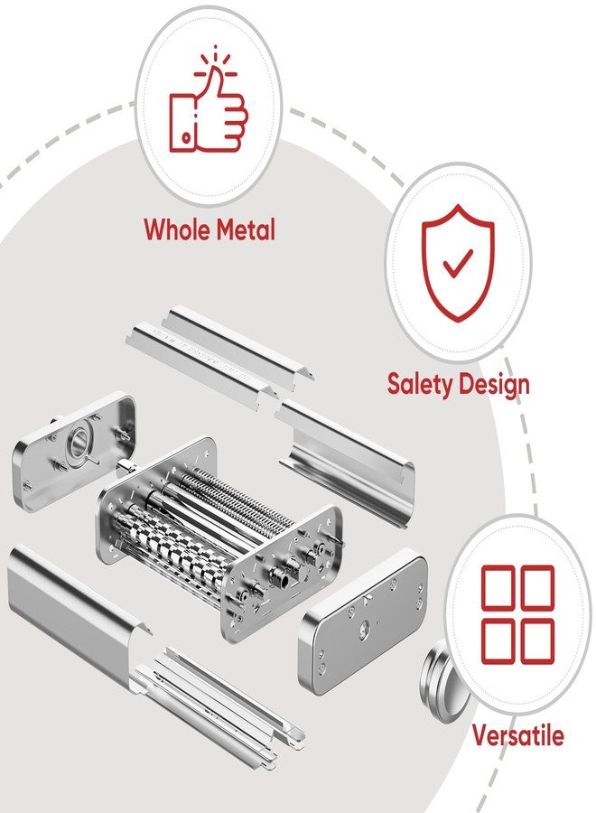 GVODE Pasta Attachment for Kitchenaid Stand Mixer, All Metal Pasta Maker Kitchenaid Attachment, Included Pasta Sheet Roller, Spaghetti Cutter, Fettuccine Cutter Maker Accessories and Cleaning Brush - Image 3