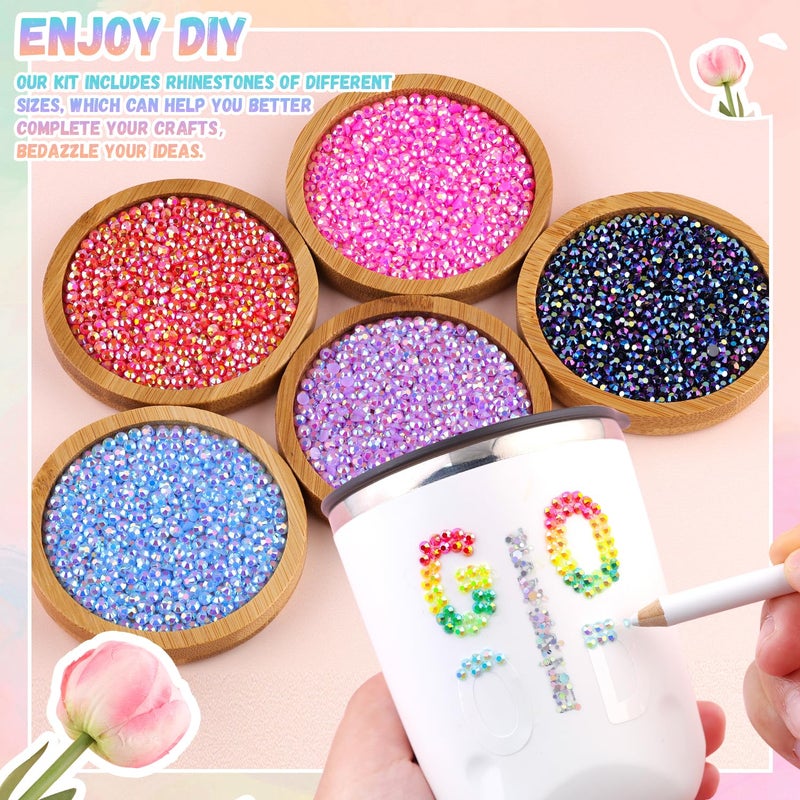 BELLEBOOST 34000Pcs Resin Rhinestones with 3Pcs B7000 Jewelry Glue for Crafting, Multicolors 3mm Non Hotfix Flatback Gems, Bedazzling Crystal for DIY Crafts Clothing Tumblers Mugs Shoes Fabric Decor Nail Art - Image 5