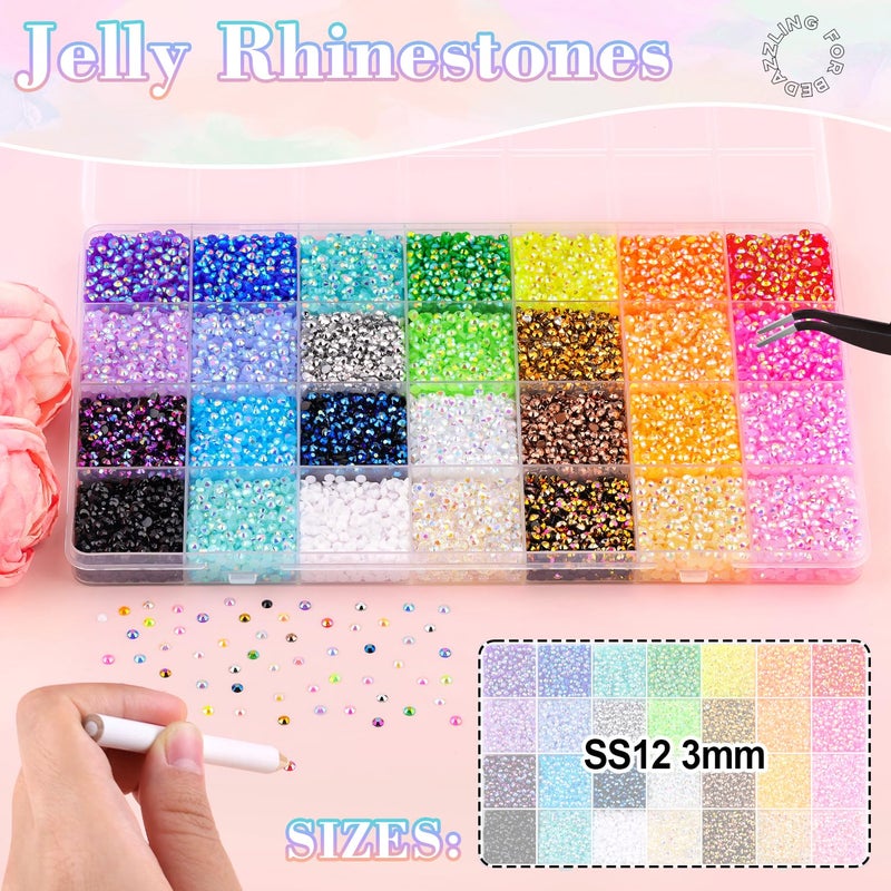 BELLEBOOST 34000Pcs Resin Rhinestones with 3Pcs B7000 Jewelry Glue for Crafting, Multicolors 3mm Non Hotfix Flatback Gems, Bedazzling Crystal for DIY Crafts Clothing Tumblers Mugs Shoes Fabric Decor Nail Art - Image 2
