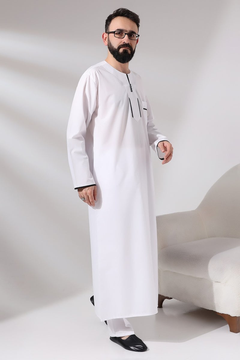 İhvan Online Ihvan Online Men's White Plane Tree Piping Long Dagron Fabric Double Suit Dress  - Image 2