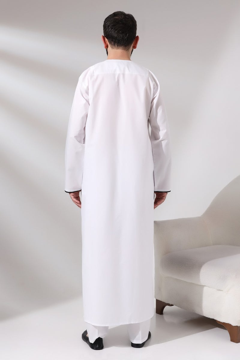 İhvan Online Ihvan Online Men's White Plane Tree Piping Long Dagron Fabric Double Suit Dress  - Image 5
