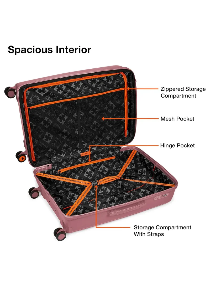 nasher miles Nasher Miles Antwerp Hard-Sided Polypropylene Luggage Set of 3 | 55cm, 65cm & 75cm | TSA Lock 8 Wheels & Expander Small, Medium & Large Trolley Bag for Travel | Suitcase (Bubblegum Pink)