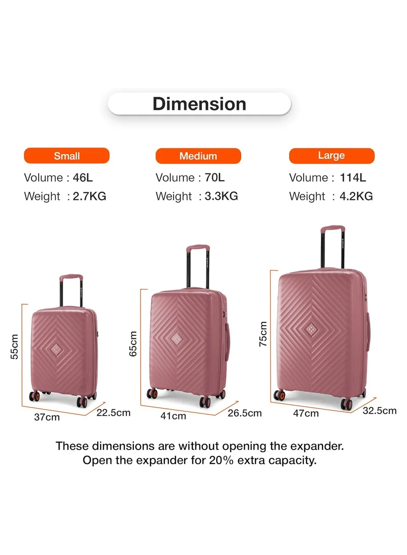 nasher miles Nasher Miles Antwerp Hard-Sided Polypropylene Luggage Set of 3 | 55cm, 65cm & 75cm | TSA Lock 8 Wheels & Expander Small, Medium & Large Trolley Bag for Travel | Suitcase (Bubblegum Pink)