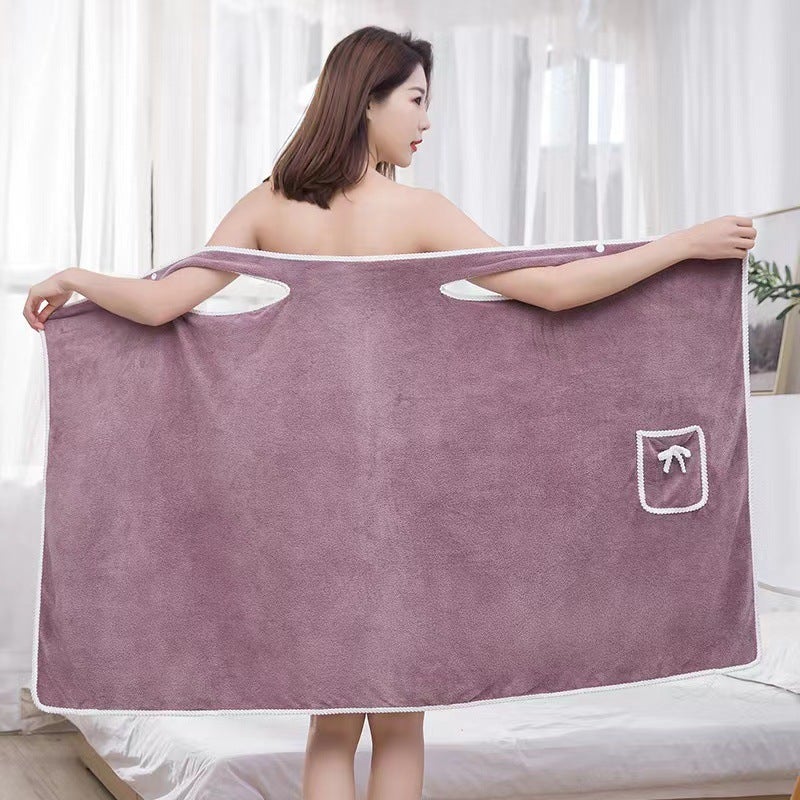 Coral Velvet Bath Skirt Wholesale Than Pure Cotton Absorbent Thickeneded Bathrobe Adult Women's Bathrobe Home Bath Towel Type a - Image 2