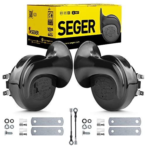 SEGER Trumpet Car Horn Set  Truck Horn  Waterproof  HighLow Tone 12 Volt Universal Fit  Original 60B Series  European Made 12V Loud Car Horns with Brackets and Assembly Kit