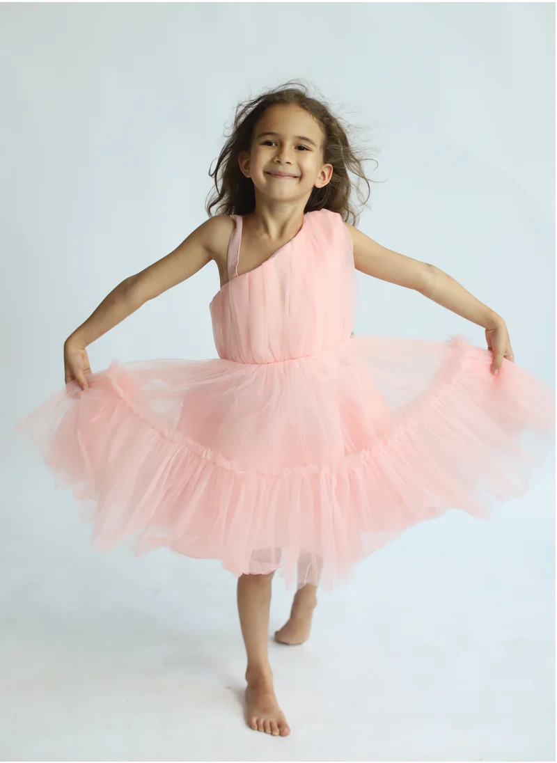 D'Daniela Strap Sleeve Baby Pink Party Dress