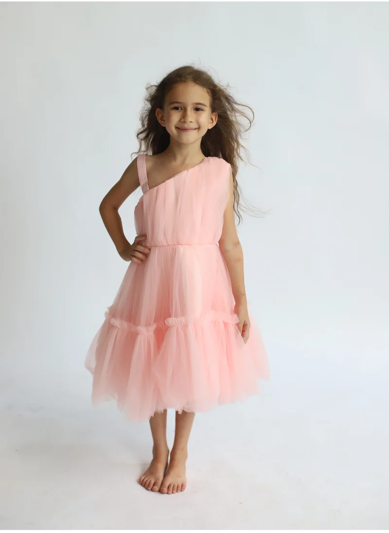 D'Daniela Strap Sleeve Baby Pink Party Dress