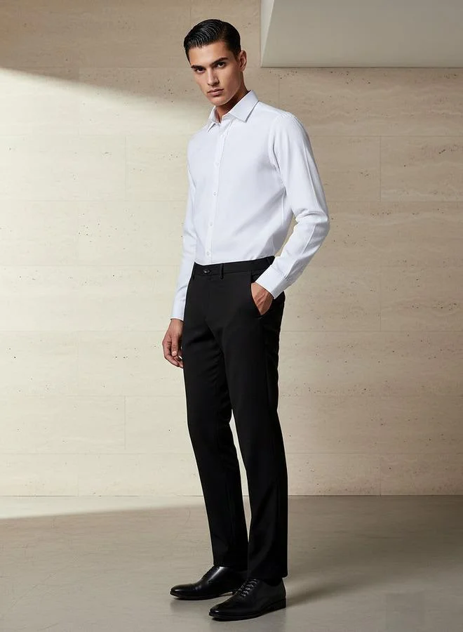 Splash FAV Regular Fit Dobby Flexi Waist Formal Trousers