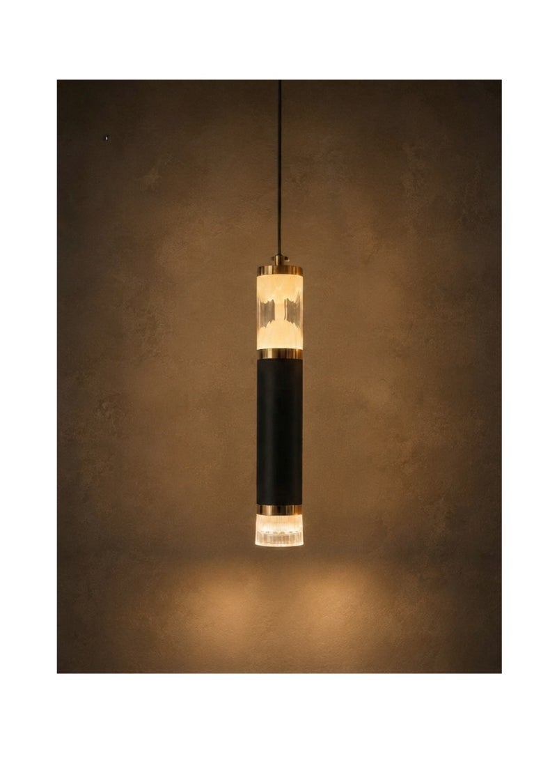 Pendant Ceiling Light, Matte Black with Crystal Acrylic - Image 1