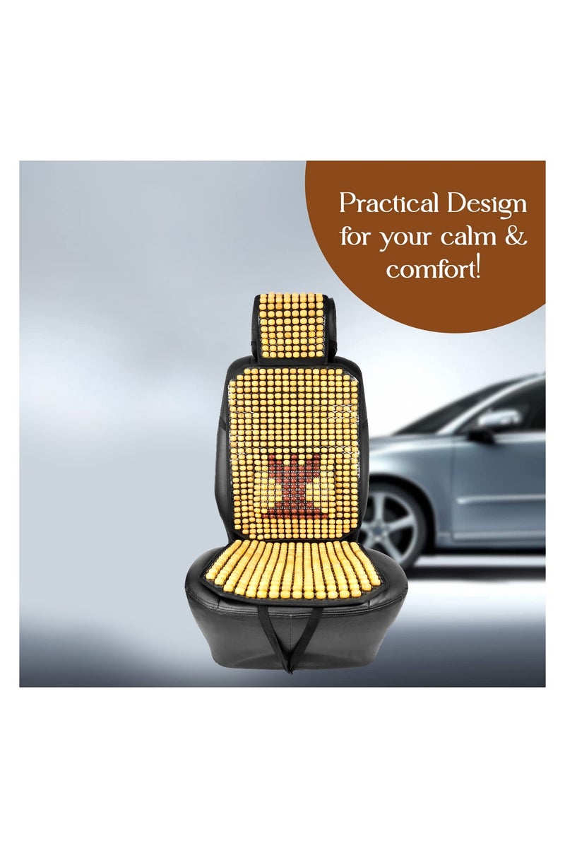 Wooden Bead Car Seat Cushion for Driver & passenger Seat Universal Fit with Ventilation Massaging Effect Durable Strings Easy Installation for Cars Trucks SUVs - - Image 2