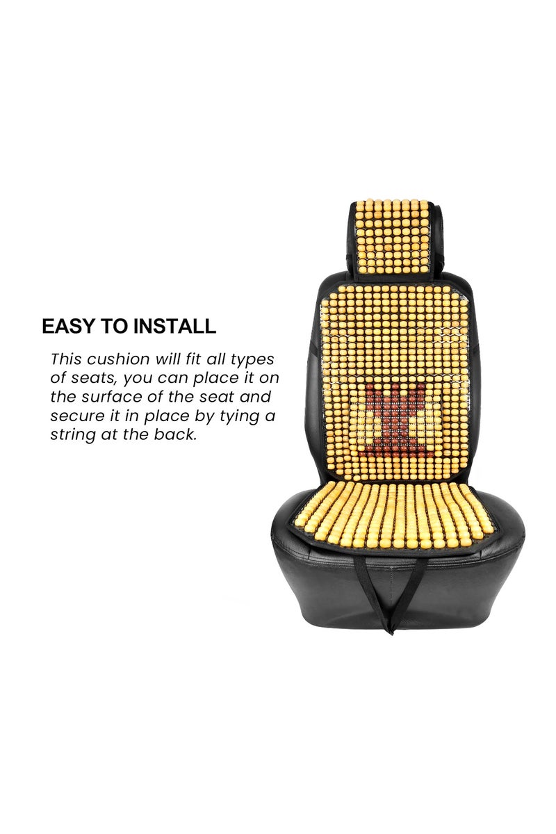 Wooden Bead Car Seat Cushion for Driver & passenger Seat Universal Fit with Ventilation Massaging Effect Durable Strings Easy Installation for Cars Trucks SUVs - - Image 5
