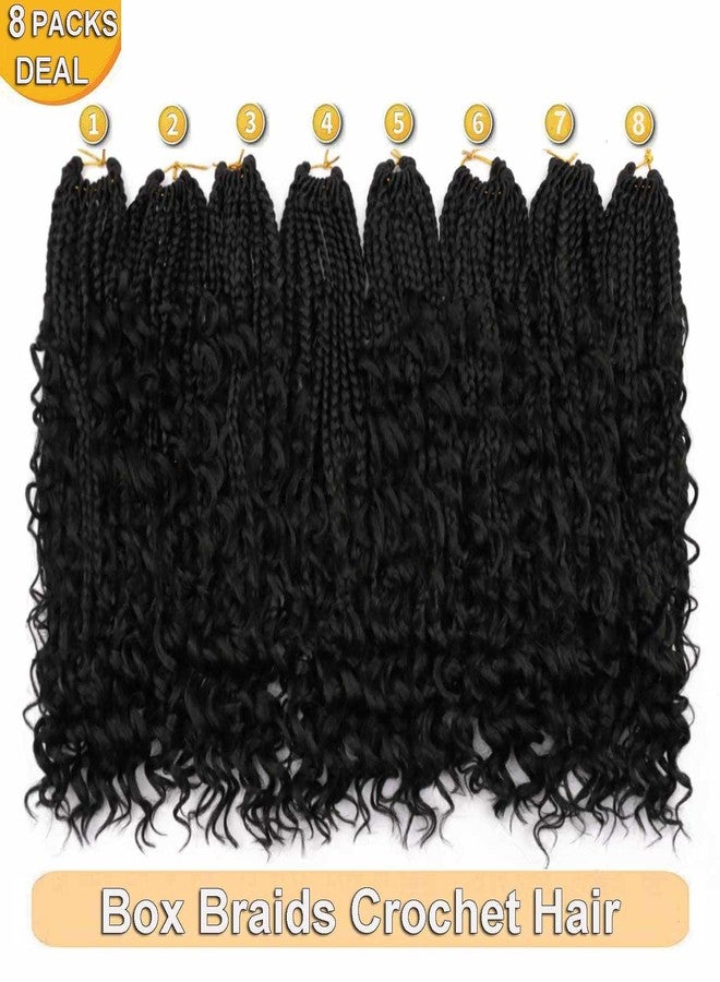 ميتاركو 8 حزم من ضفائر شعر كروشيه Goddess Box Braids بطول 14 بوصة مع أطراف مجعدة، ضفائر شعر بوهو Bohemian Box Braids للنساء (حزمة من 8 قطع، 14 بوصة) - Image 3