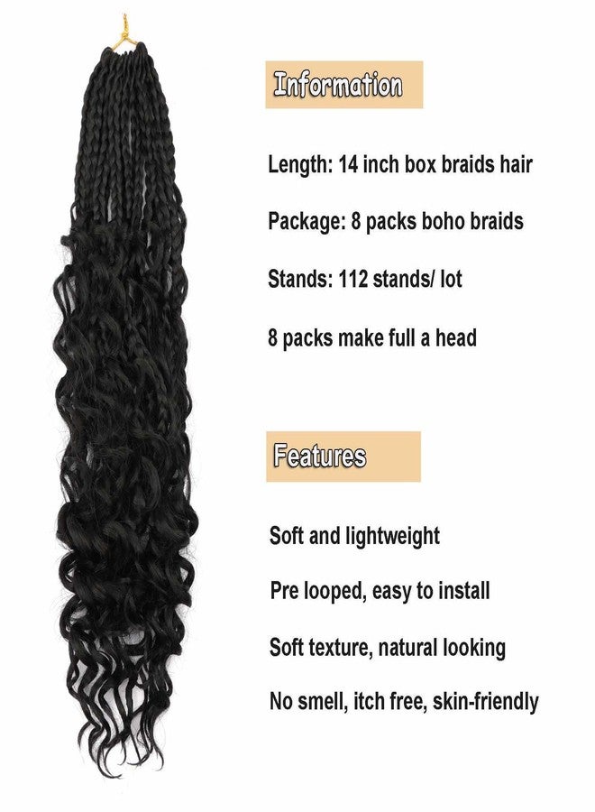 ميتاركو 8 حزم من ضفائر شعر كروشيه Goddess Box Braids بطول 14 بوصة مع أطراف مجعدة، ضفائر شعر بوهو Bohemian Box Braids للنساء (حزمة من 8 قطع، 14 بوصة) - Image 2