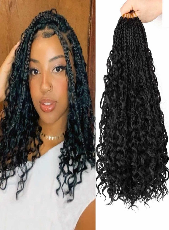 ميتاركو 8 حزم من ضفائر شعر كروشيه Goddess Box Braids بطول 14 بوصة مع أطراف مجعدة، ضفائر شعر بوهو Bohemian Box Braids للنساء (حزمة من 8 قطع، 14 بوصة) - Image 1