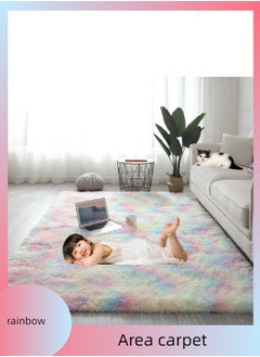 Soft Area Rug, Tie-Dyed Rugs Floor Mat Modern Luxury Rectangle Carpet Ultra Soft Comfy Modern Home Decor for Kidsroom,Non Slip Rectangular Mat (Rainbow)