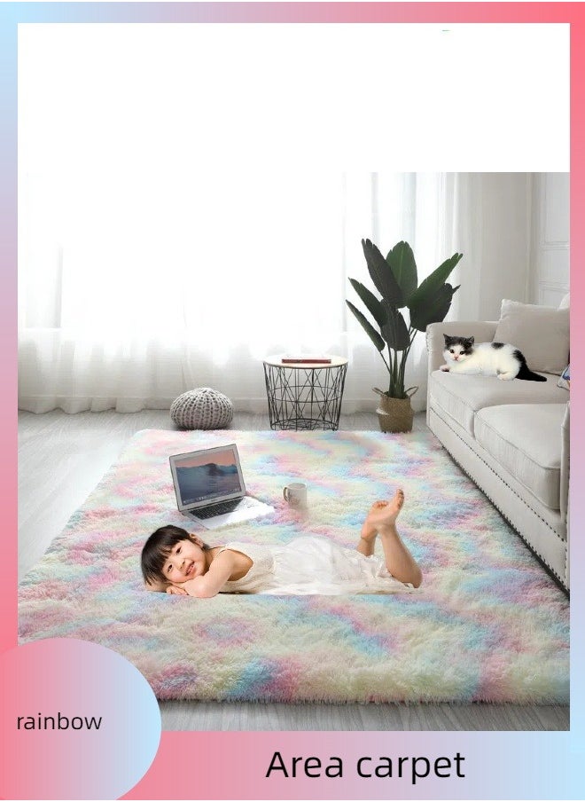 Generic - Soft Area Rug, Tie-Dyed Rugs Floor Mat Modern Luxury Rectangle Carpet Ultra Soft Comfy Modern Home Decor for Kidsroom,Non Slip Rectangular Mat (Rainbow) - Image 1