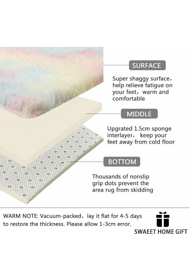 Generic - Soft Area Rug, Tie-Dyed Rugs Floor Mat Modern Luxury Rectangle Carpet Ultra Soft Comfy Modern Home Decor for Kidsroom,Non Slip Rectangular Mat (Rainbow) - Image 1
