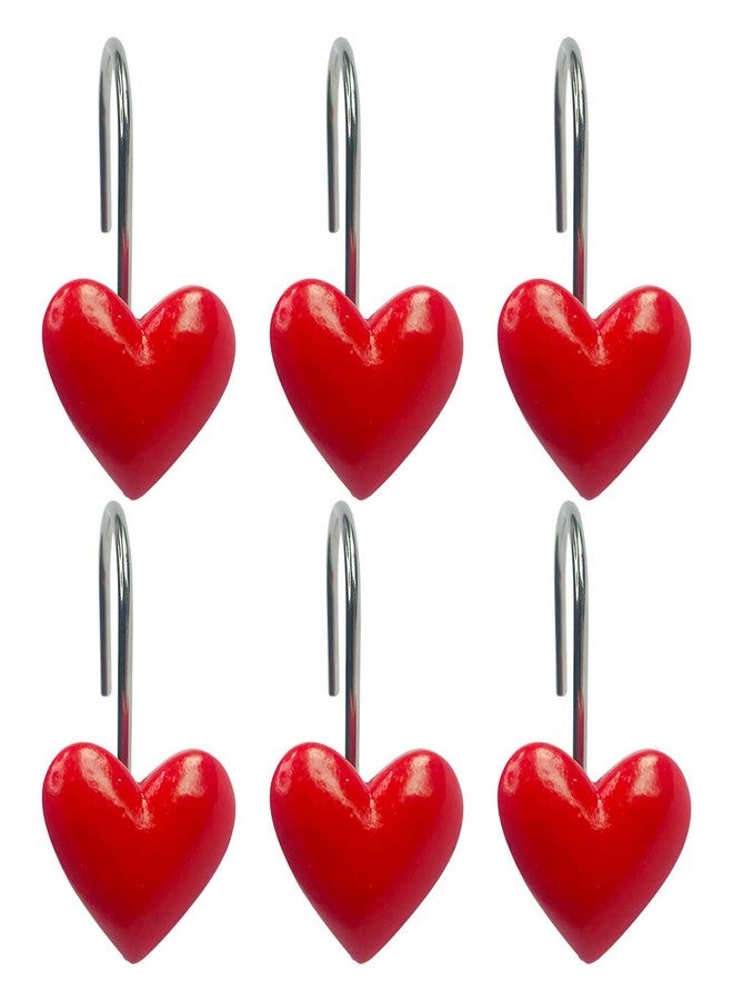 Twofishes Valentine Gift Lovely Heart-Shaped Anti Rust Shower Curtain Hooks Decorative Resin Shower Curtain Rings Set of 12 - Image 3