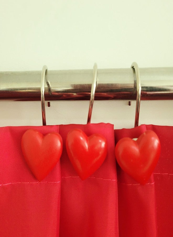 Twofishes Valentine Gift Lovely Heart-Shaped Anti Rust Shower Curtain Hooks Decorative Resin Shower Curtain Rings Set of 12 - Image 5