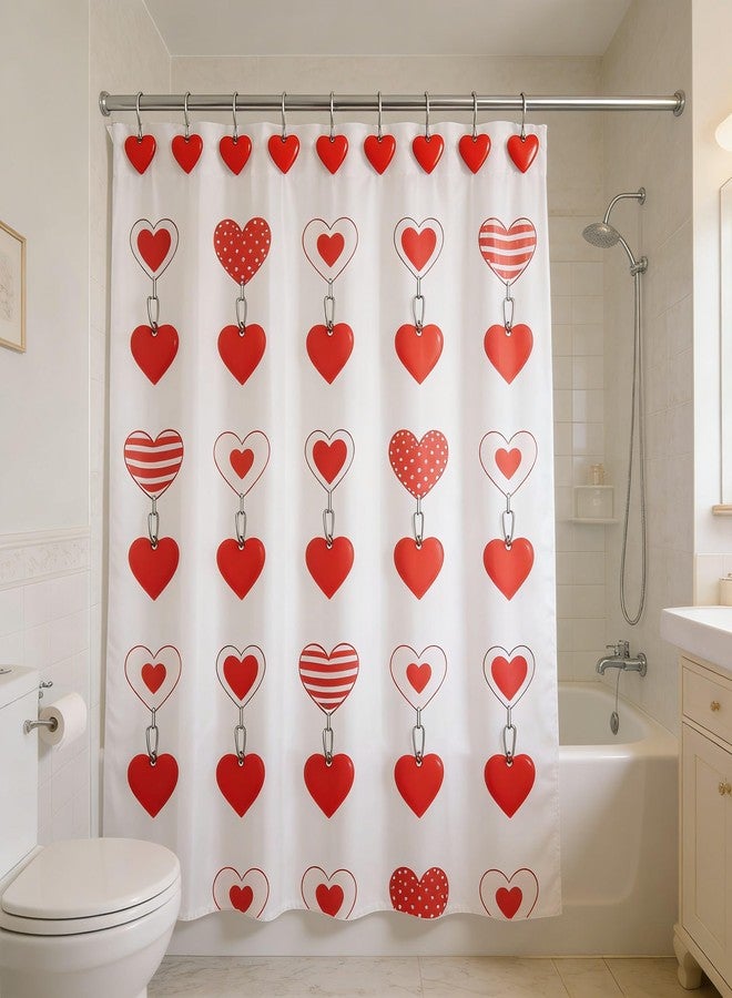 Twofishes Valentine Gift Lovely Heart-Shaped Anti Rust Shower Curtain Hooks Decorative Resin Shower Curtain Rings Set of 12 - Image 4