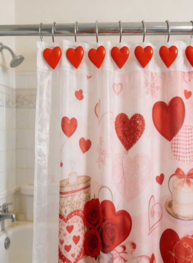 Twofishes Valentine Gift Lovely Heart-Shaped Anti Rust Shower Curtain Hooks Decorative Resin Shower Curtain Rings Set of 12 - Image 2