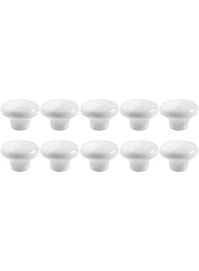 Vintage White Ceramic Cabinet Knobs 32mm Round Drawer Handles 10 Pack - Image 1