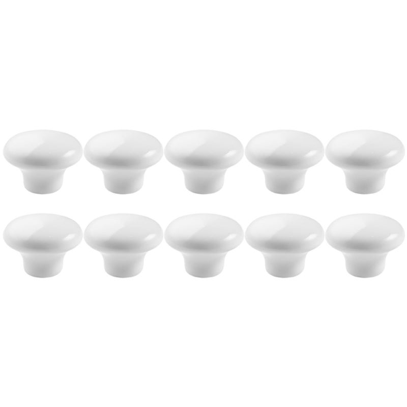 Vintage White Ceramic Cabinet Knobs 32mm Round Drawer Handles 10 Pack - Image 2