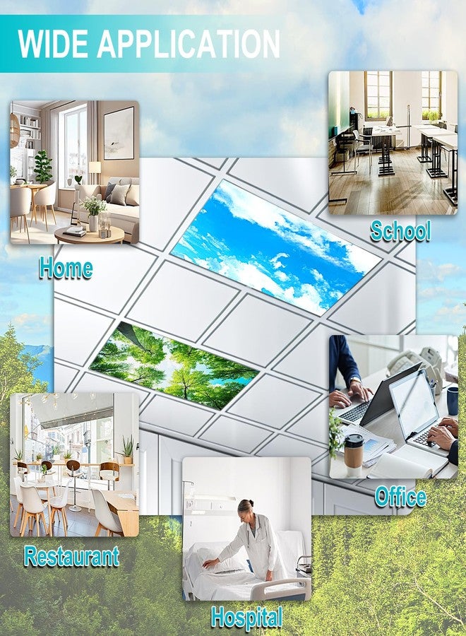 Aheroi 8 Pack Fluorescent Light Magnetic Covers, Mix Light Covers for Ceiling Lights Classroom, Office Light Covers for Ceiling Lights, Drop Lights Fixture Replacement Globes & Shades(Forest&Blue Sky) - Image 5