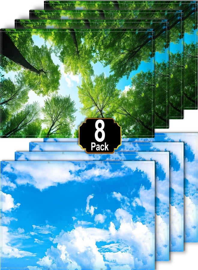 Aheroi 8 Pack Fluorescent Light Magnetic Covers, Mix Light Covers for Ceiling Lights Classroom, Office Light Covers for Ceiling Lights, Drop Lights Fixture Replacement Globes & Shades(Forest&Blue Sky) - Image 1