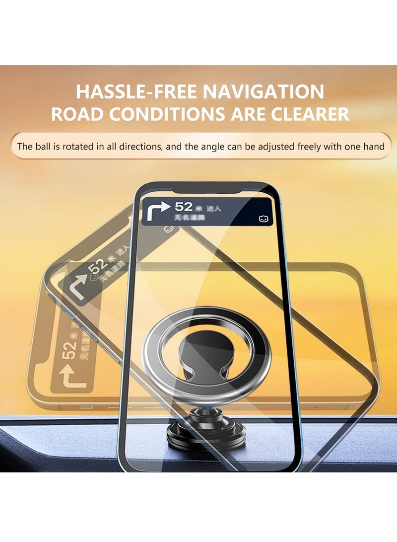 KASTWAVE Compatible for MagSafe Car Mount for iPhone, Dashboard 360° Rotation Magnetic Car Mount, Cell Phone Holder for MagSafe iPhone 14/13/12/All Smart Phones (Black)  - Image 3