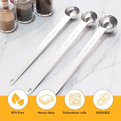 LEIFENY 1PCS 1Tsp(1/3tbsp, 5ml) Extra Long Handle Measuring Spoon, Single Stainless Steel Individual Measure Scoop Only - Image 4