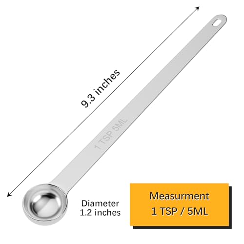 LEIFENY 1PCS 1Tsp(1/3tbsp, 5ml) Extra Long Handle Measuring Spoon, Single Stainless Steel Individual Measure Scoop Only - Image 2