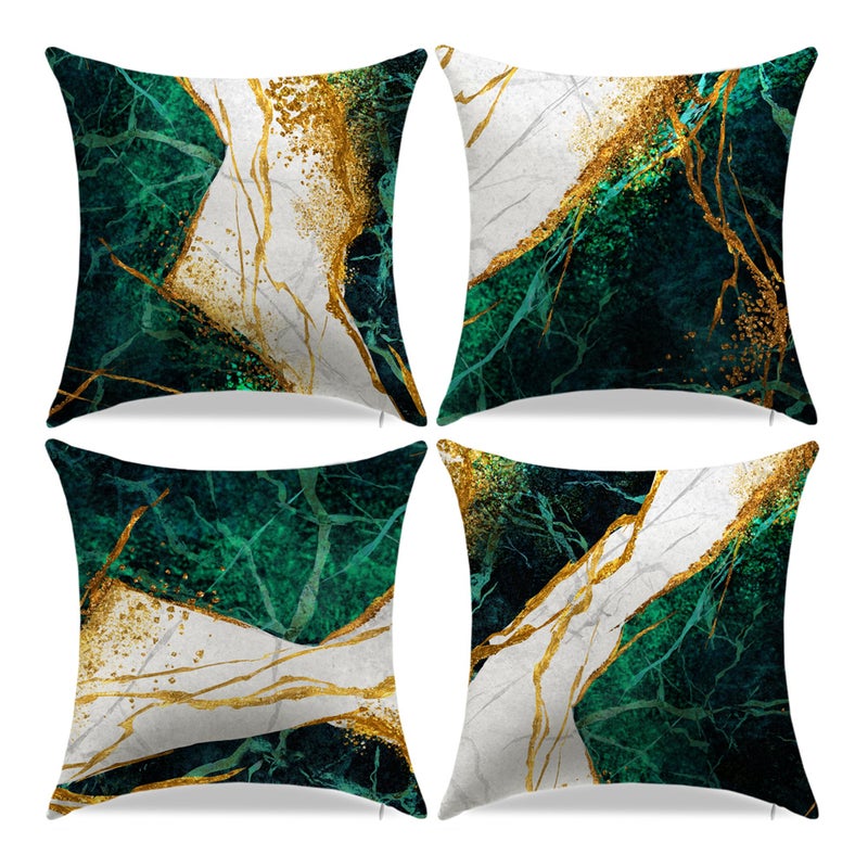 LDJRSY Green and Gold Throw Pillow Covers Set of 418x18 Inch Emerald Green and Gold Decorative Pillows for Home Decor Sofa Couch Bedroom Living Room Decor Pillow Cases