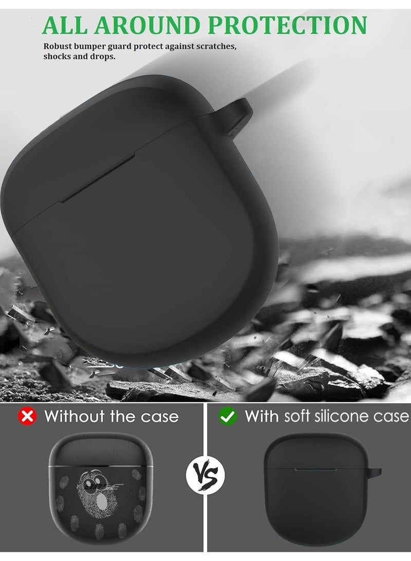 حافظة سماعات بوز كوات كومفورت III مع قلم تنظيف، غلاف سيليكون ناعم واقي مع سلسلة مفاتيح للرجال والنساء - أسود - Image 3