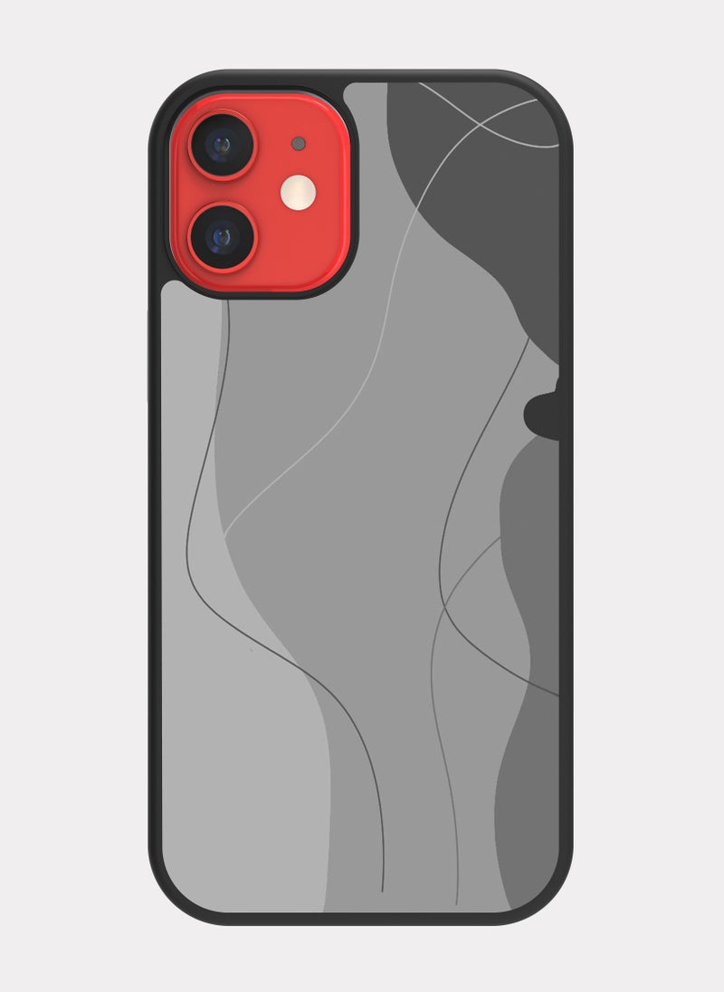 بكسلات كفر ايفون 12 ميني فن تجريدي رصاصي - Image 1